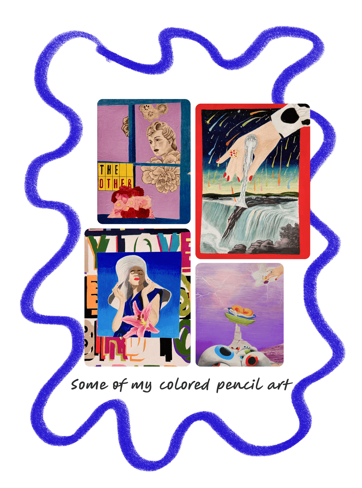 Collage of some of my colored pencil art pieces
