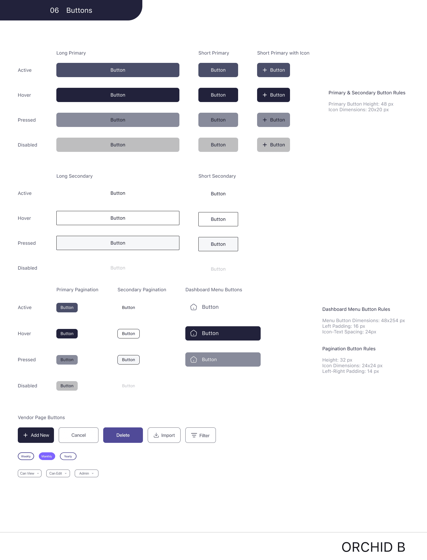 Component library: button variants and states